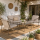 Salon de jardin en acier et textilène avec table en verre - fanmuebles