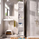 Armario abierto multiusos de una puerta Fit Blanco, ambientado en un baño de estilo moderno