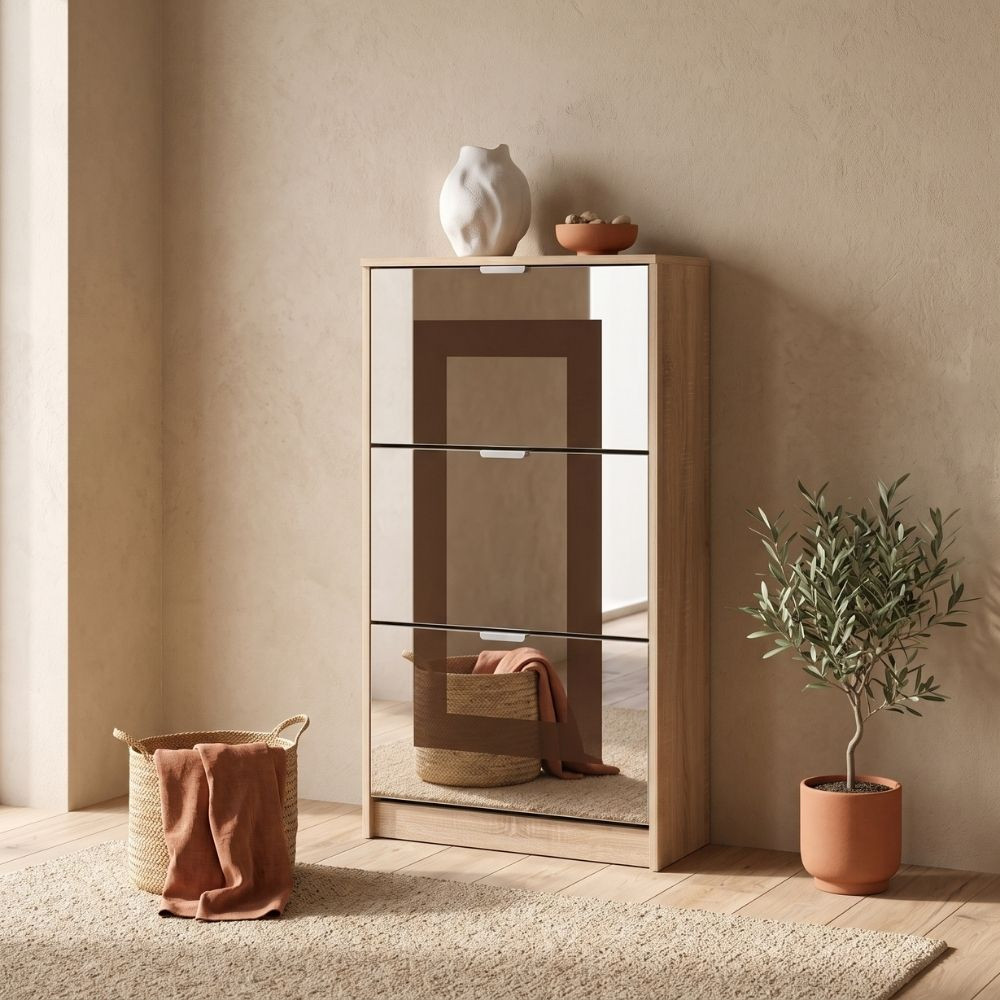 Mobile portascarpe Hugo con specchio a 3 ante - Fanmuebles