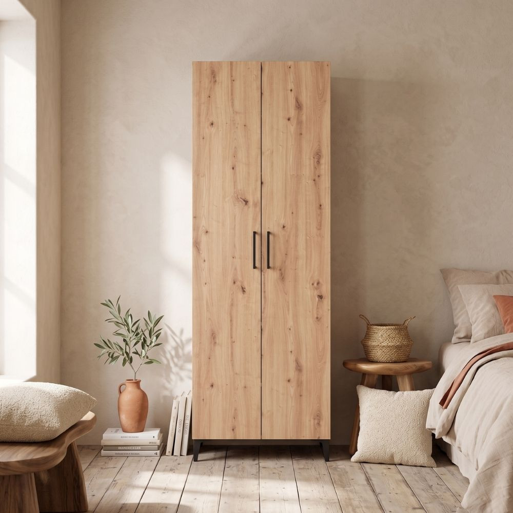 Zapatero de pie Basilea 2 puertas Roble Artisan 68 x 195 x 35 cm