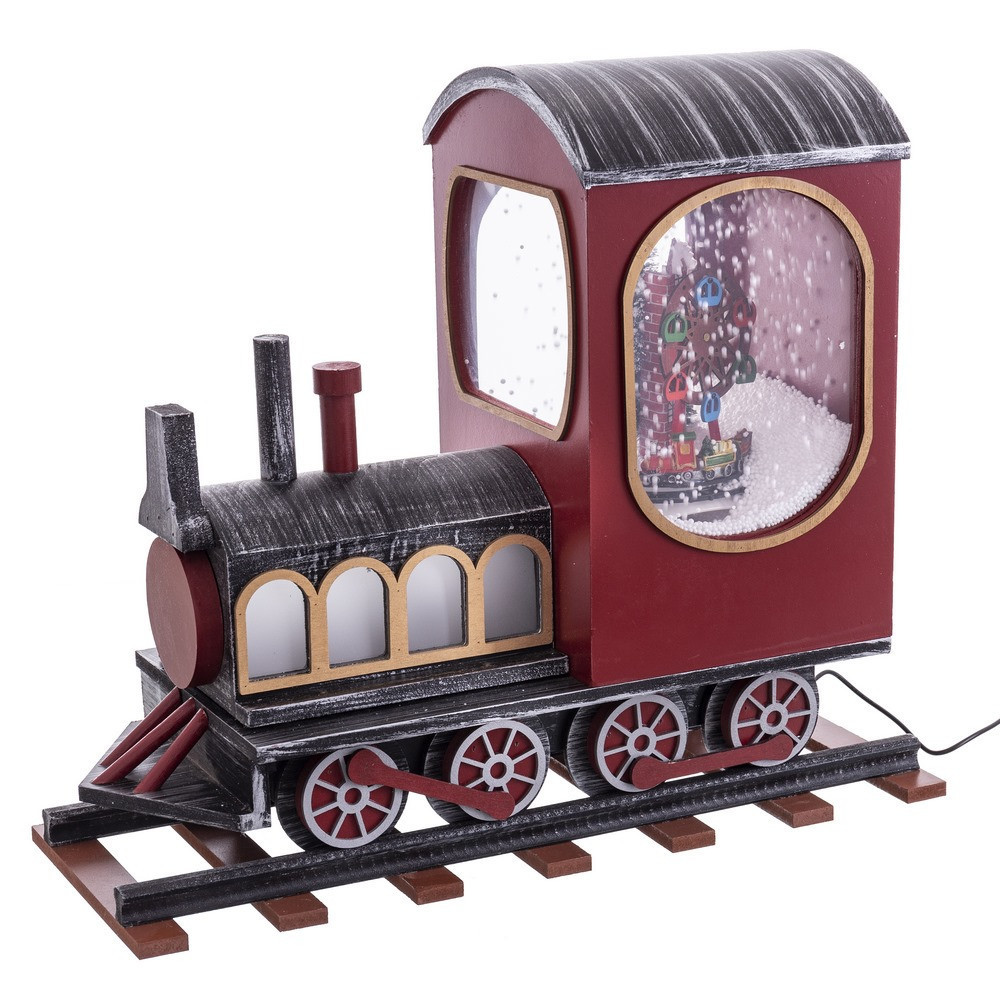 Figura decorativa navideña de máquina de tren con luz, movimiento y sonido 51 x 46 x 20 cm