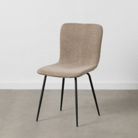 Silla de comedor de uso profesional tapizada en tejido beige y metal 44 x 82 x 55 cm