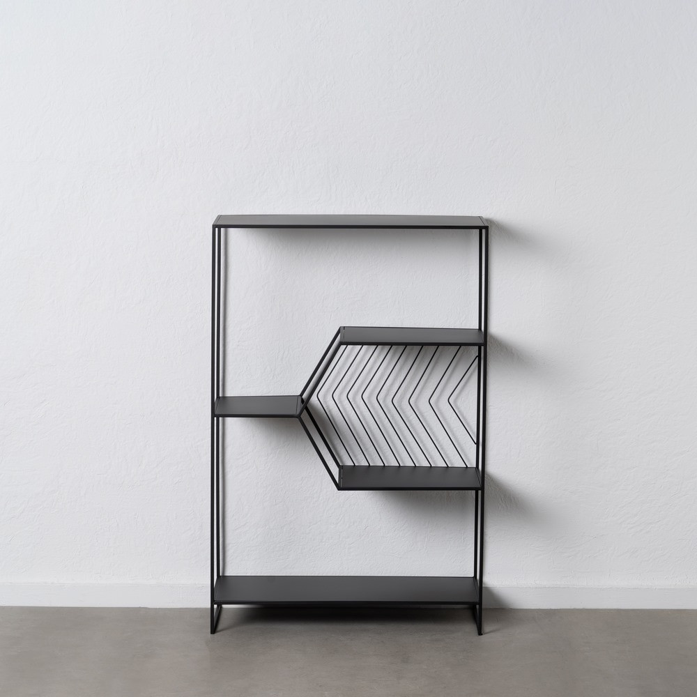Estantería asimétrica de metal negro 80 x 120 x 35 cm