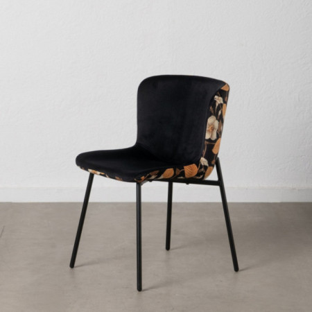 Silla con brazos de uso profesional tapizada en tejido floral y metal 59 x 82 x 51 cm