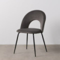 Silla de uso profesional en tejido terciopelo taupe oscuro con ojal lumbar 49 x 81 x 60 cm