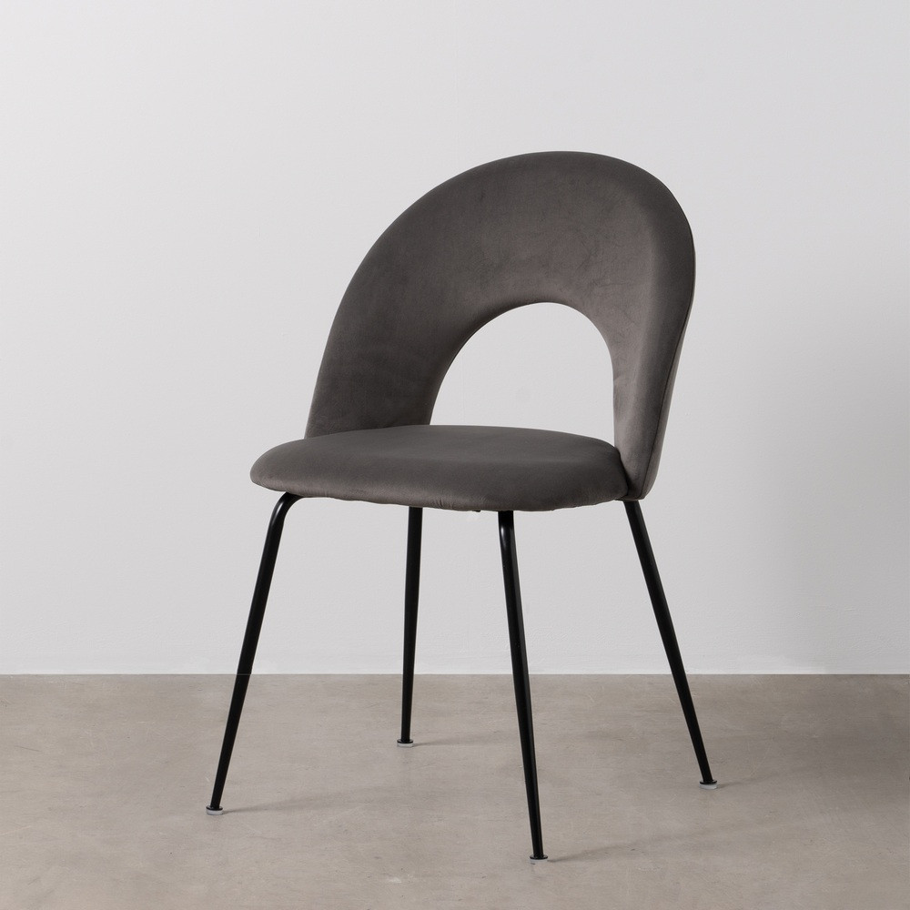 Silla de uso profesional en tejido terciopelo taupe oscuro con ojal lumbar 49 x 81 x 60 cm