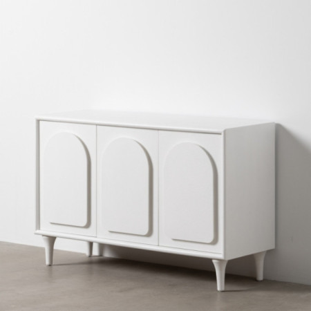 Aparador de salón con arcos moldurados en blanco 120 x 81 x 40 cm