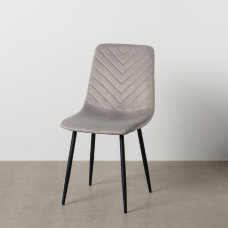 Silla de comedor de uso profesional tapizada en terciopelo gris claro y metal 45 x 88,5 x 51 cm