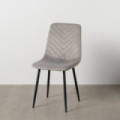Silla de comedor de uso profesional tapizada en terciopelo gris claro y metal 45 x 88,5 x 51 cm