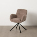Sillón giratorio 180° envolvente en tejido taupe y patas de metal 62 x 82 x 65 cm