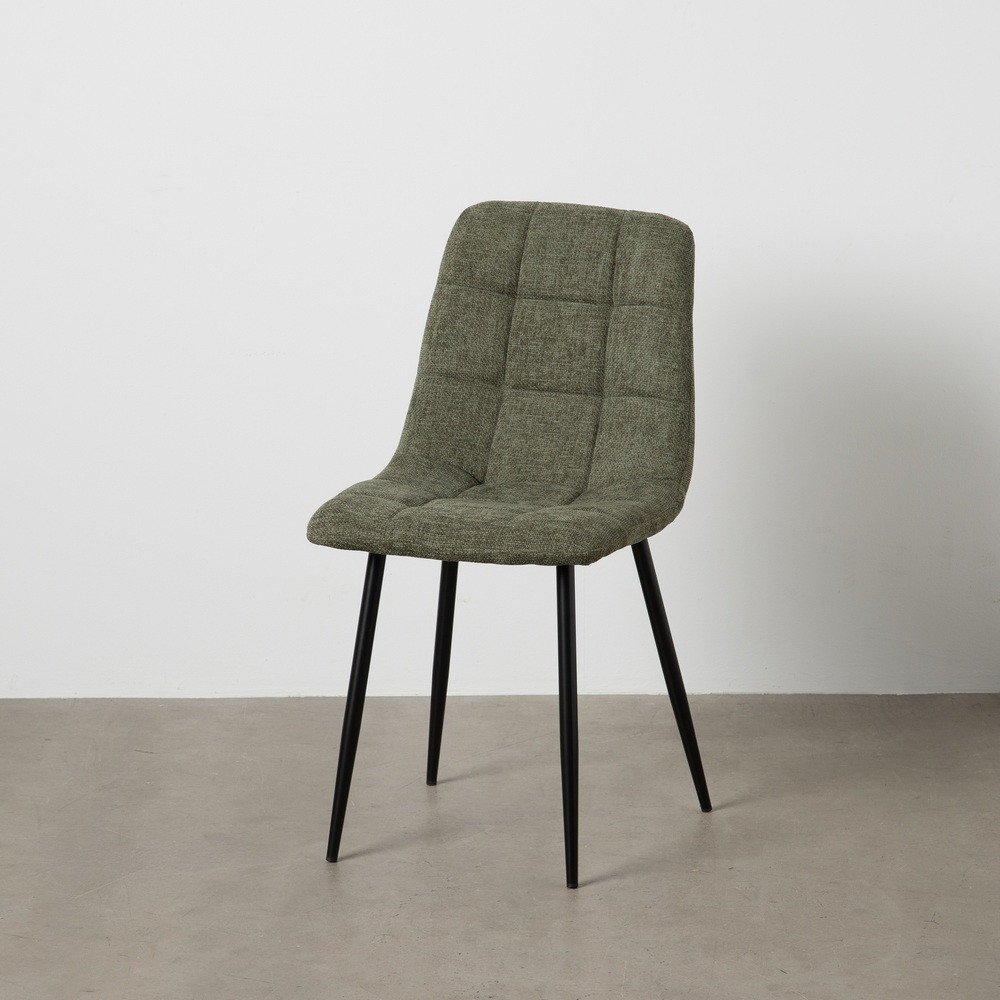 Silla de comedor de uso profesional tapizada en tejido verde y metal 44 x 89 x 42 cm