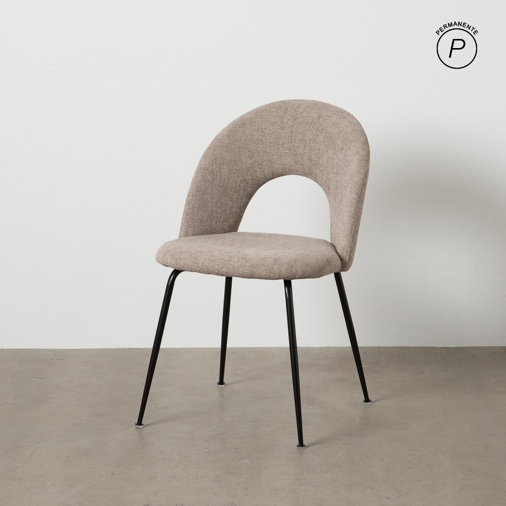 Silla de uso profesional en tejido poliéster taupe con ojal lumbar y patas de hierro 49 x 81 x 60 cm
