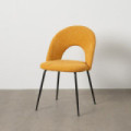 Silla de comedor de uso profesional tapizada en tejido amarillo y metal 49 x 81 x 60 cm