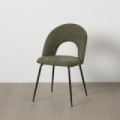 Silla de comedor de uso profesional tapizada en tejido verde y metal 49 x 81 x 60 cm
