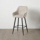 Taburete alto con brazos en tejido de pana beige y patas de metal negro 54 x 109 x 41,5 cm