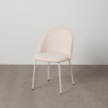 Silla de comedor de uso profesional tapizada en tejido crema y metal 51 x 79,5 x 52 cm