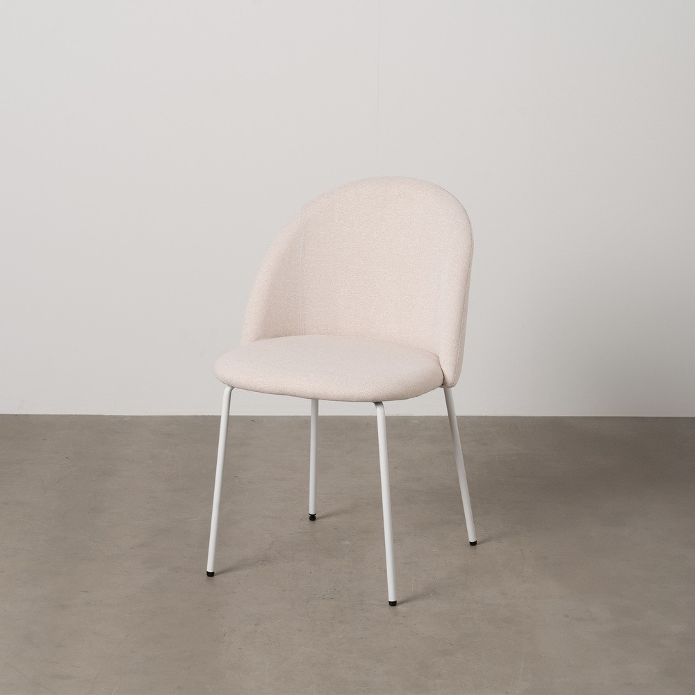 Silla de comedor de uso profesional tapizada en tejido crema y metal 51 x 79,5 x 52 cm