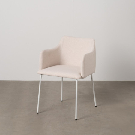 Silla con brazos de uso profesional tapizada en tejido crema y metal 51 x 77 x 55 cm