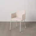 Silla con brazos de uso profesional tapizada en tejido crema y metal 51 x 77 x 55 cm