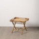 Mesa auxiliar cuadrada plegable con bandeja de bambú 56 x 50 x 56 cm