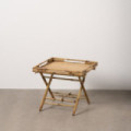 Mesa auxiliar cuadrada plegable con bandeja de bambú 56 x 50 x 56 cm