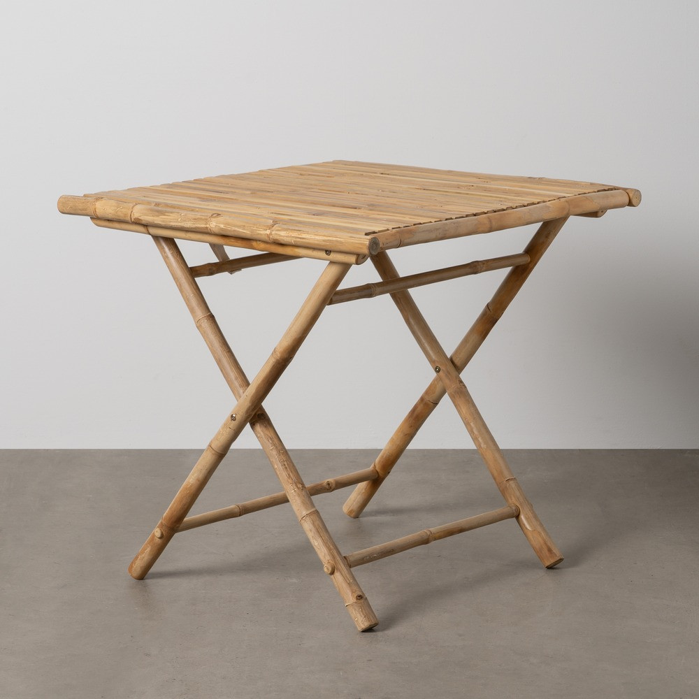 Mesa de comedor auxiliar cuadrada plegable de bambú 80 x 75 x 80 cm