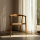 Silla con brazos de comedor apilable de madera de teca y cuerda 65 x 76 x 57 cm