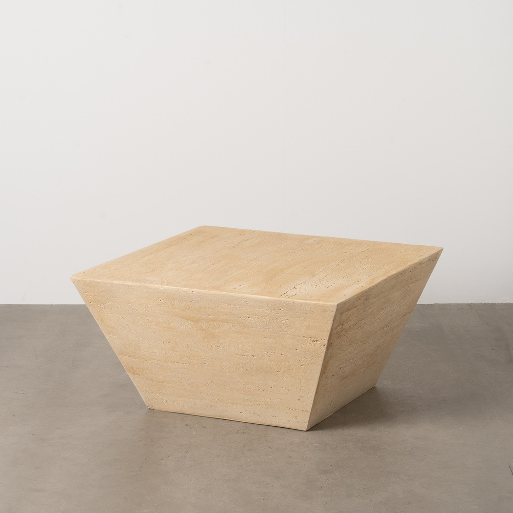 Mesa de centro cuadrada piramidal de magnesio beige 80 x 40 x 80 cm