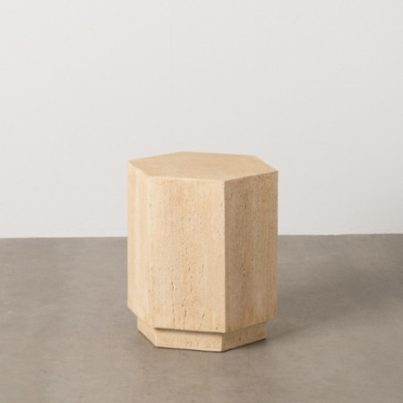 Mesa auxiliar hexagonal de magnesio beige 41,5 x 46,5 x 36,5 cm