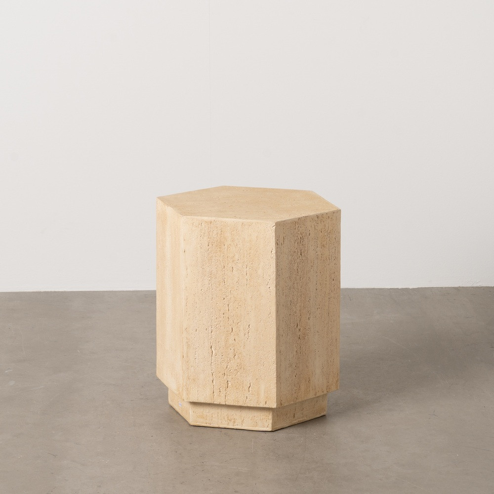Mesa auxiliar hexagonal de magnesio beige 41,5 x 46,5 x 36,5 cm