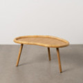 Mesa de centro arriñonada grande en ratán natural con patas cilíndricas 90 x 41 x 60 cm