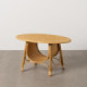 Mesa de centro ovalada con revistero de bambú y ratán 81 x 47,5 x 51 cm