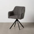 Chaise avec Accoudoirs Tapissée - Tissu et Métal - Gris Foncé 58 x 58 x 83 cm