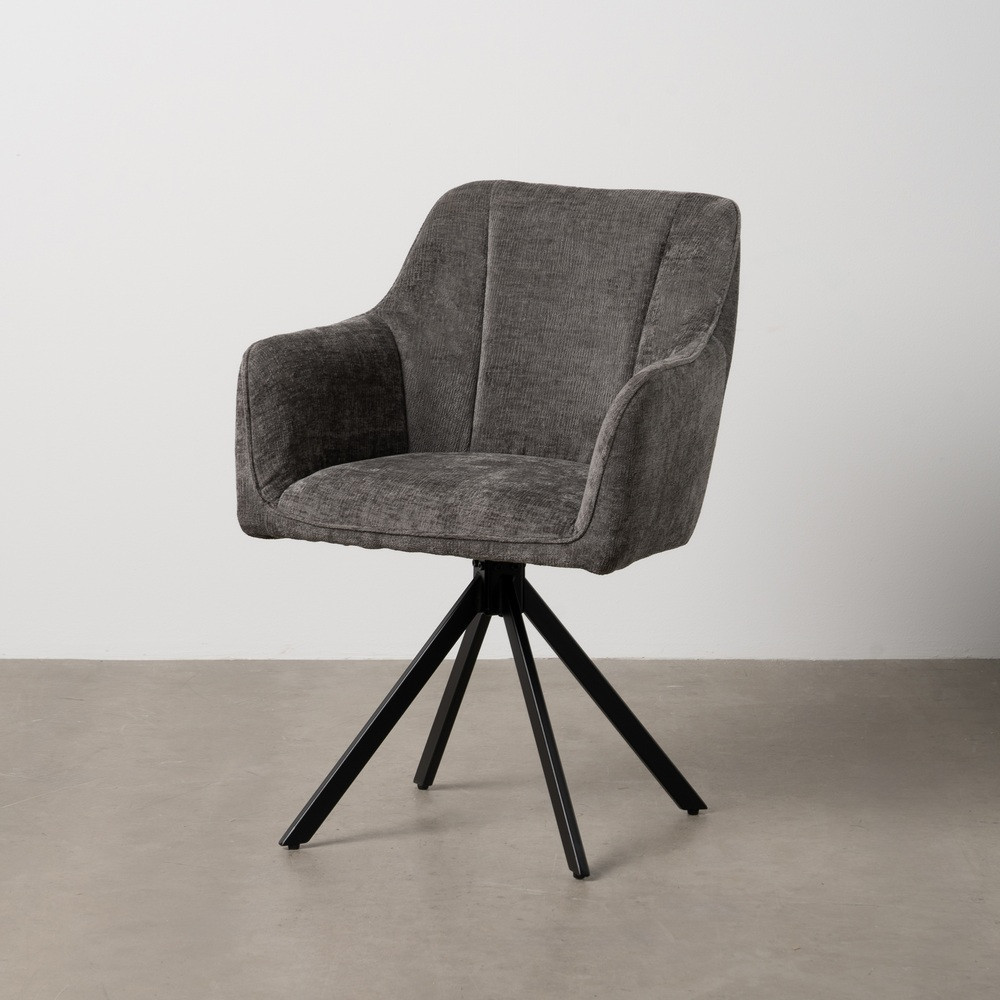 Silla de uso profesional de brazos en tejido poliéster gris oscuro y hierro 58 x 83 x 58 cm