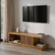 Mueble TV compacto de madera de teca reciclada natural 135 x 39 x 35 cm