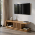 Mueble TV compacto de madera de teca reciclada natural 135 x 39 x 35 cm