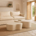 Mesa de centro arriñonada fija de DM blanco 125,5 x 46 x 79 cm