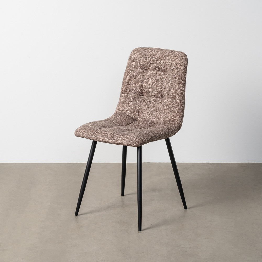 Silla de uso profesional tapizada en tejido jaspeado taupe con respaldo alto acolchado 44 x 86 x 52 cm