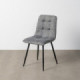 Chaise chinée gris matelassée en carreaux, tissu et métal