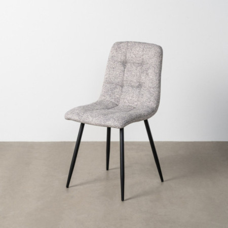 Silla de comedor de uso profesional tapizada en tejido jaspeado gris-blanco y metal acolchada 44 x 86 x 52 cm