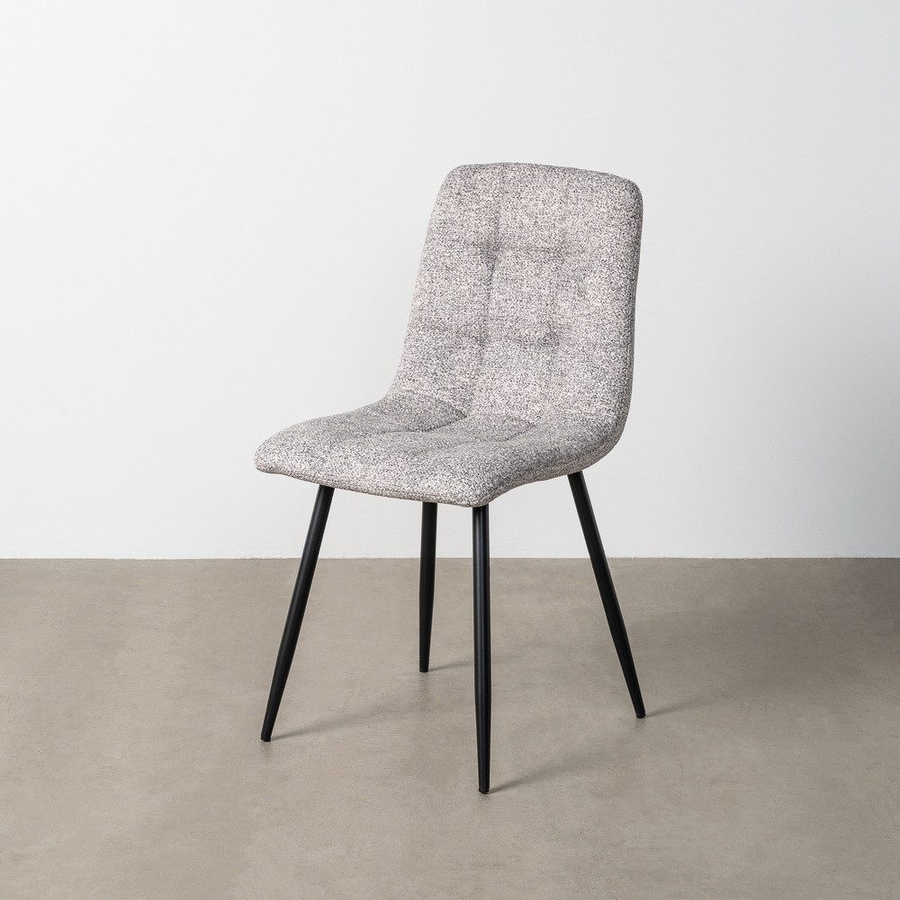 Silla de comedor de uso profesional tapizada en tejido jaspeado gris-blanco y metal acolchada 44 x 86 x 52 cm