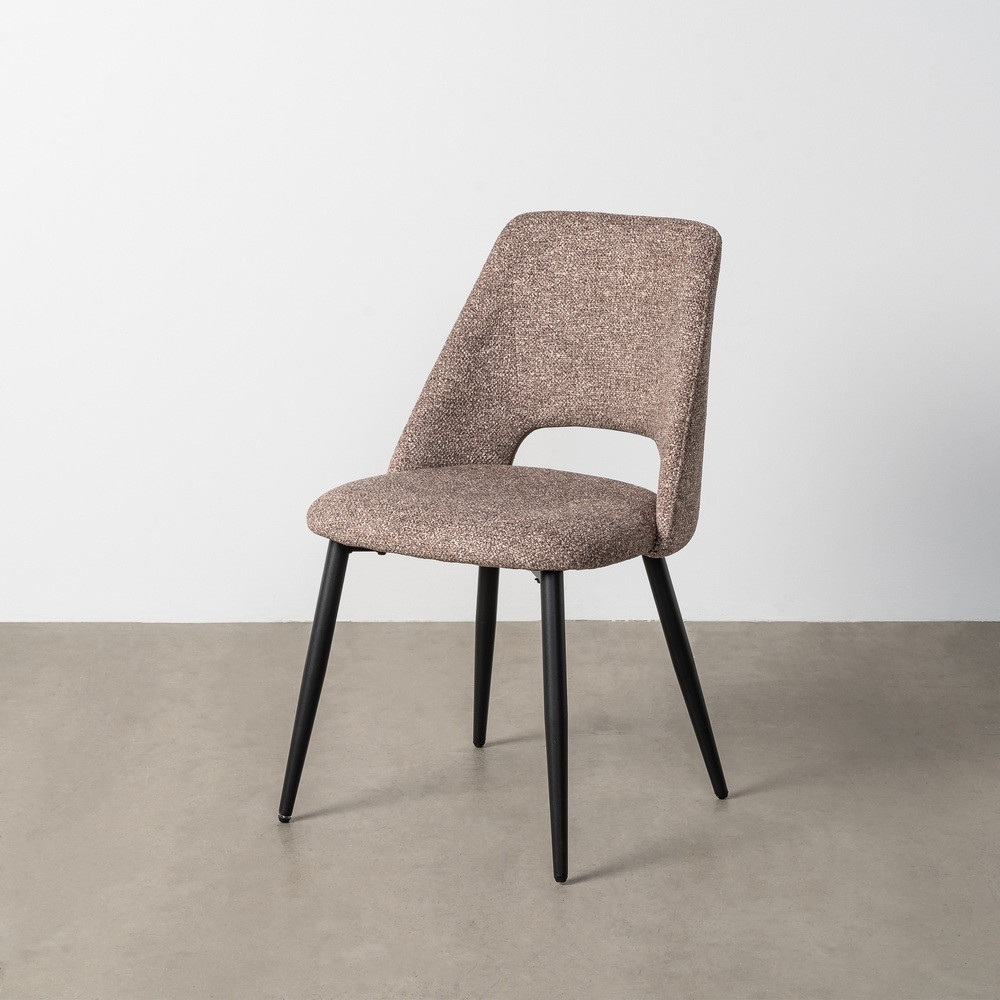 Silla de uso profesional con abertura lumbar en tejido jaspeado taupe y metal 50 x 81 x 57 cm