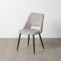 Silla de comedor de uso profesional tapizada en tejido jaspeado gris-blanco y metal 50 x 81 x 57 cm
