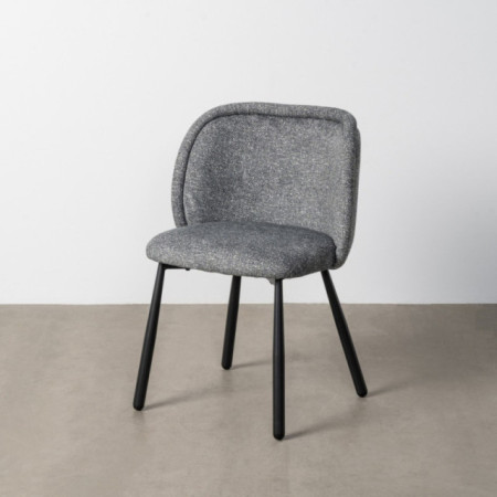 Silla de uso profesional envolvente en tejido jaspeado verde y patas de hierro 56 x 78 x 56 cm
