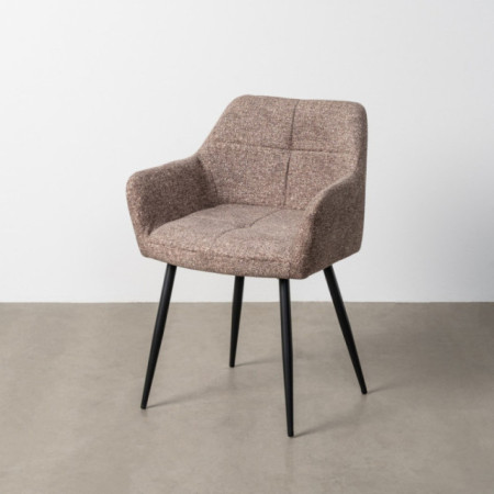 Silla de brazos de uso profesional tapizada en tejido jaspeado taupe con acolchado en cuadrícula 59 x 81 x 54 cm