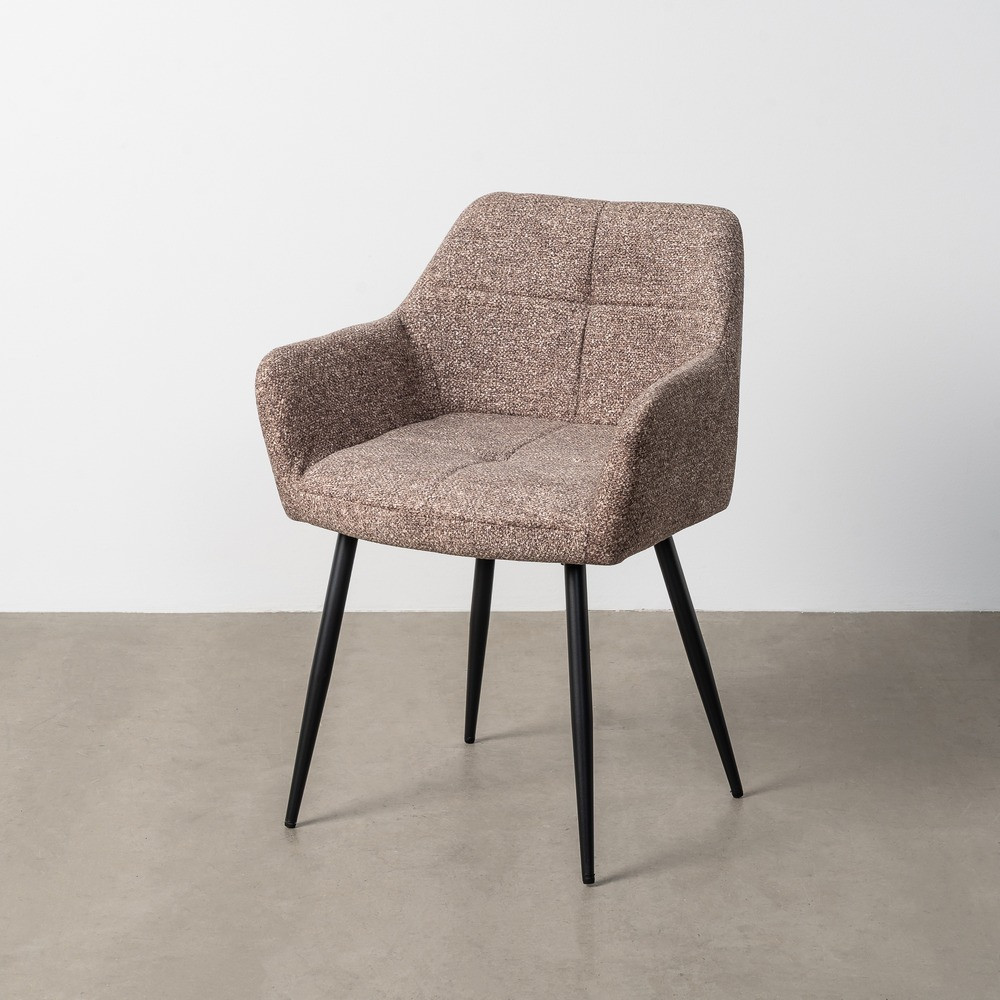 Silla de brazos de uso profesional tapizada en tejido jaspeado taupe con acolchado en cuadrícula 59 x 81 x 54 cm