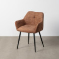 Silla de brazos de uso profesional tapizada en tejido jaspeado ocre con acolchado en cuadrícula 59 x 81 x 54 cm