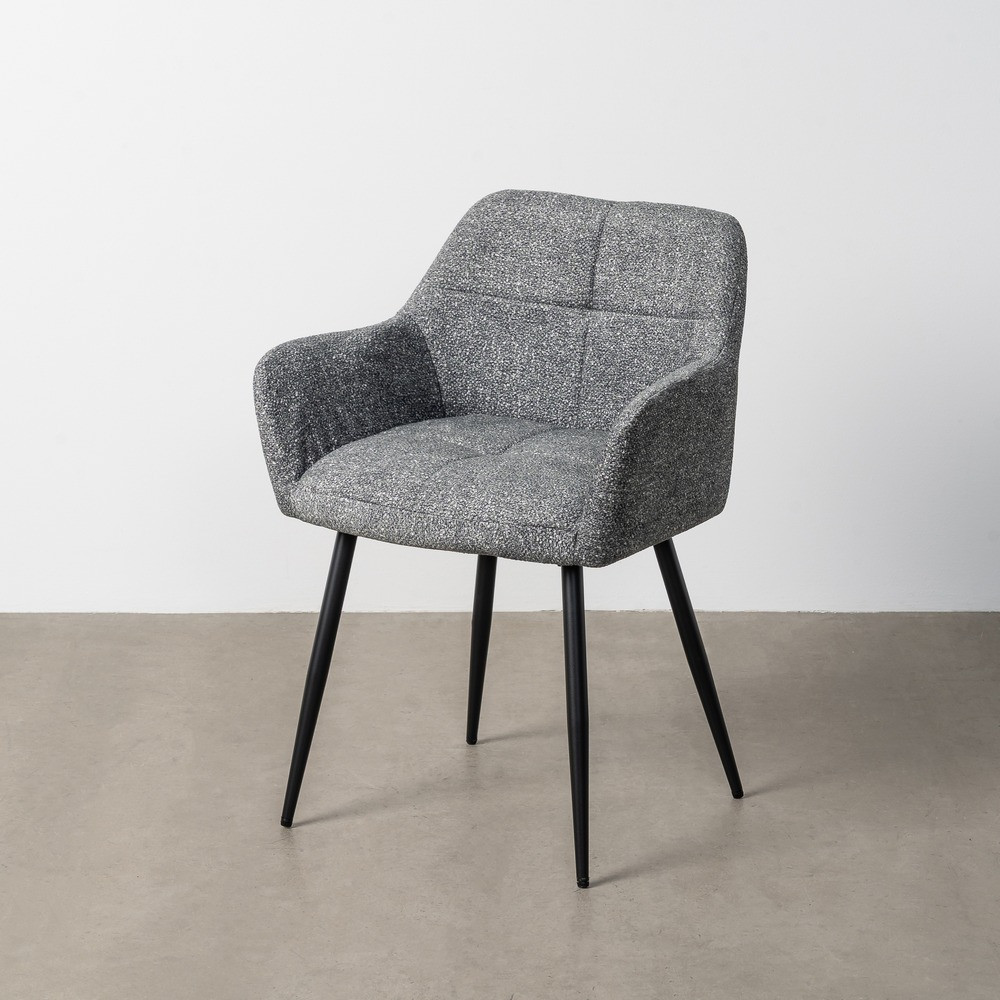 Silla de brazos de uso profesional tapizada en tejido jaspeado verde con acolchado en cuadrícula 59 x 81 x 54 cm