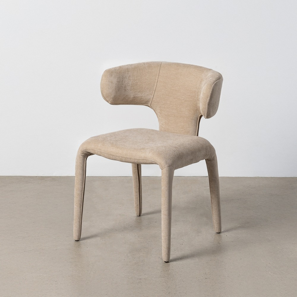 Silla de salón con patas tapizadas en tejido poliéster taupe 58 x 76 x 55 cm
