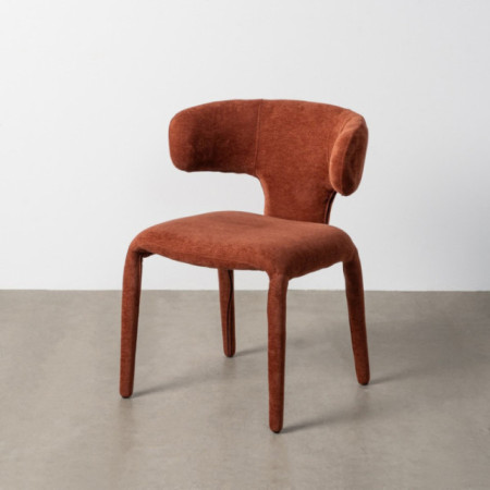 Silla de salón con patas tapizadas en tejido poliéster teja 58 x 76 x 55 cm